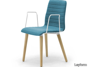 ZEROSEDICI - Wooden and fabric chair with linking device with armrests _ Leyform