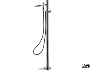 STYLO 071 - Floor standing stainless steel bathtub mixer with flexible hose _ Linki