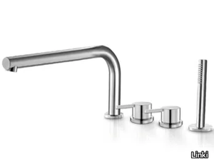 STYLO 240 - Deck mounted stainless steel bathtub tap with hand shower _ Linki