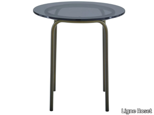 LIAM - Round tempered glass high side table _ Ligne Roset