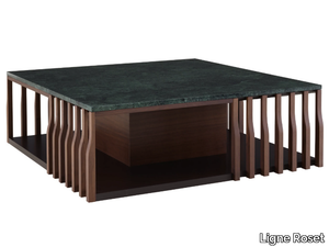 UTOPIA - Square solid wood and marble coffee table _ Ligne Roset