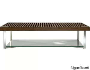 PONTON - Low rectangular walnut coffee table _ Ligne Roset