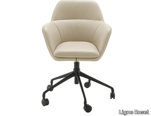 AMÉDÉE - Height-adjustable leather office chair with armrests with 5-Spoke base _ Ligne Roset