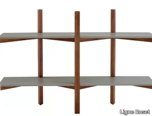 BIPLAN - Wall-mounted floating wooden bookcase _ Ligne Roset