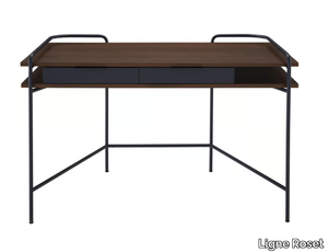 ALANDO - Rectangular walnut writing desk with drawers _ Ligne Roset