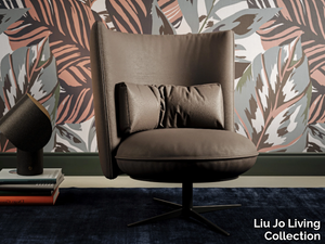 ICE BREAKER - Upholstered leather armchair with 4-spoke base _ Liu Jo Living Collection