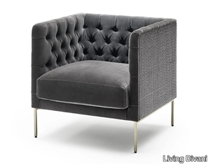 LIPP RATTAN - Tufted fabric armchair with armrests _ Living Divani