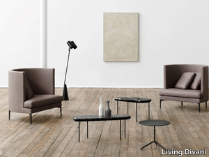 CLAN - Leather armchair with armrests _ Living Divani