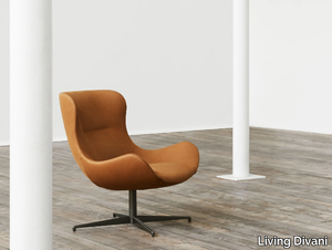 OOLONG - Swivel leather armchair with armrests _ Living Divani