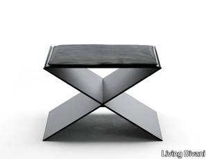 ANIN - Low upholstered leather stool _ Living Divani