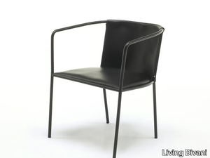 MAJA D - Leather chair with armrests _ Living Divani