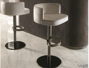 KELLY - Swivel leather stool with footrest _ Longhi