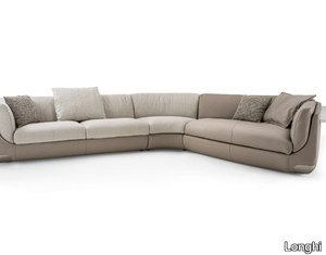 BRAVERY - Corner leather and fabric sofa _ Longhi