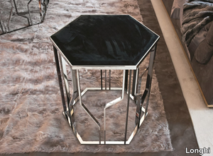 GINZA - Hexagonal leather coffee table _ Longhi