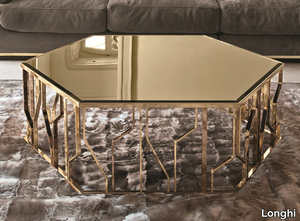 GINZA - Hexagonal mirrored glass coffee table _ Longhi