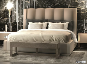 KUBRICK - Leather double bed with upholstered headboard _ Longhi