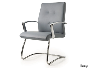 ONE - Cantilever upholstered leather chair with armrests _ Luxy