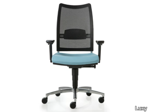 OVERTIME - Swivel mesh office chair with castors with 5-Spoke base _ Luxy