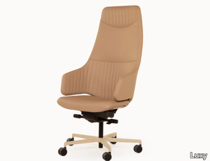 ITALIA - Swivel leather executive chair with castors _ Luxy