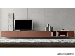 MORE - Low wall-mounted wooden TV cabinet _ MODULNOVA