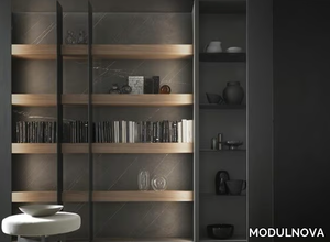 BRERA - Wooden bookcase with built-in lights _ MODULNOVA