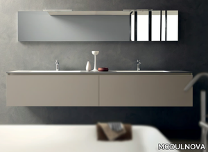 LIGHT - Double wall-mounted milltech vanity unit _ MODULNOVA