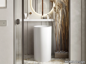 CIRCULAR TOWER - Freestanding round single Solid Surface washbasin _ MOMA Design