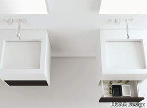 CUBIC - Wall-mounted square washbasin with drawers _ MOMA Design