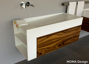 CUBIC XS - Wall-mounted single Solid Surface washbasin with drawers _ MOMA Design