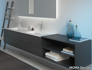 BOX LINE - Double wall-mounted wooden vanity unit _ MOMA Design