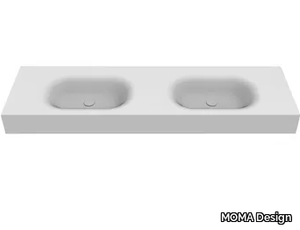 AQUATICO SYSTEM - Wall-mounted double round Solid Surface washbasin _ MOMA Design