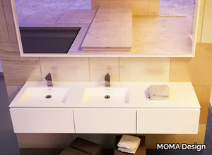 MODULE DESK 50 - Double rectangular washbasin with integrated countertop _ MOMA Design