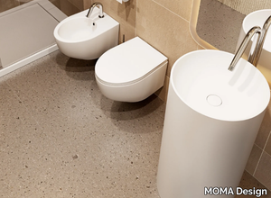 TOWER ROLL - Freestanding round Solid Surface washbasin _ MOMA Design