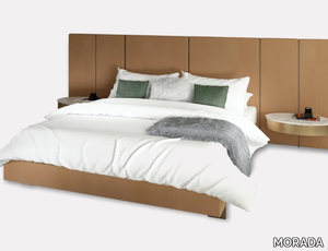 DIVO IMPERIAL - Nabuk double bed with integrated nightstands _ MORADA