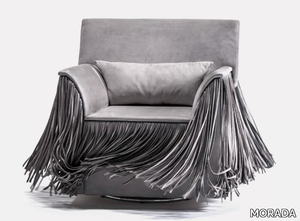 TAGLIA - Swivel nabuk armchair with armrests _ MORADA