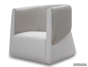 MANCHETTA - Swivel leather and fabric armchair _ MORADA