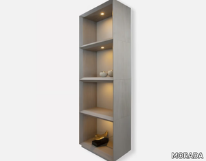 CUBOS - Open modular wooden bookcase with built-in lights _ MORADA