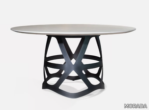 CROWN - Round Carrara marble and metal dining table _ MORADA