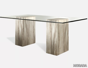 PETRA PILLAR - Rectangular wood and glass dining table _ MORADA