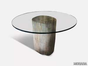 PETRA PILLAR - Round wood and glass dining table _ MORADA