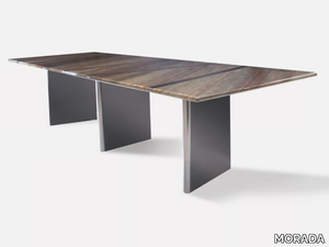 TRILOGY - Rectangular marble and metal dining table _ MORADA