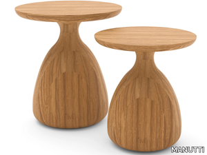 TSUKI - Contemporary style round wooden garden side table _ MANUTTI