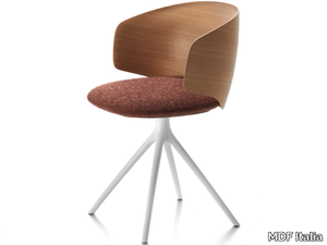 UNIVERSAL COLLECTION - Swivel trestle-based wooden chair with integrated cushion _ MDF Italia