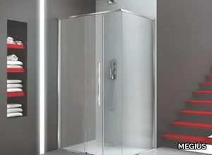 ZEN XL - Corner glass shower cabin with sliding door _ MEGIUS