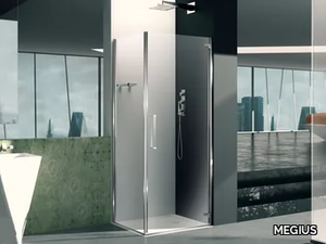 PRISMA 1.0 - Corner glass shower cabin with hinged door _ MEGIUS