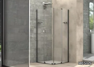 ILLUSION - Square glass shower cabin with sliding door _ MEGIUS