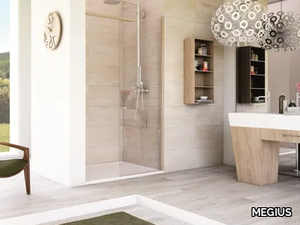 MATERIA SN1 - Niche rectangular glass shower cabin with tray _ MEGIUS