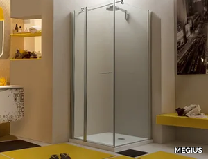 WEB 1.1 A 1/2+F - Corner glass shower cabin with hinged door _ MEGIUS