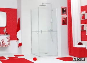 WEB 5.0 - Corner glass shower cabin with hinged door _ MEGIUS