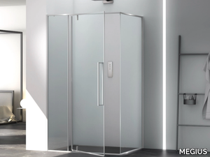 ZEN - Corner glass shower cabin with pivot door _ MEGIUS